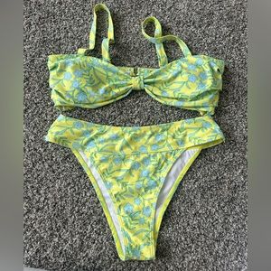 Green and yellow swimsuit set